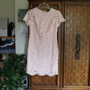 Lauren Ralph Lauren Light Pink Cap-Sleeve Lace Sheath Dress